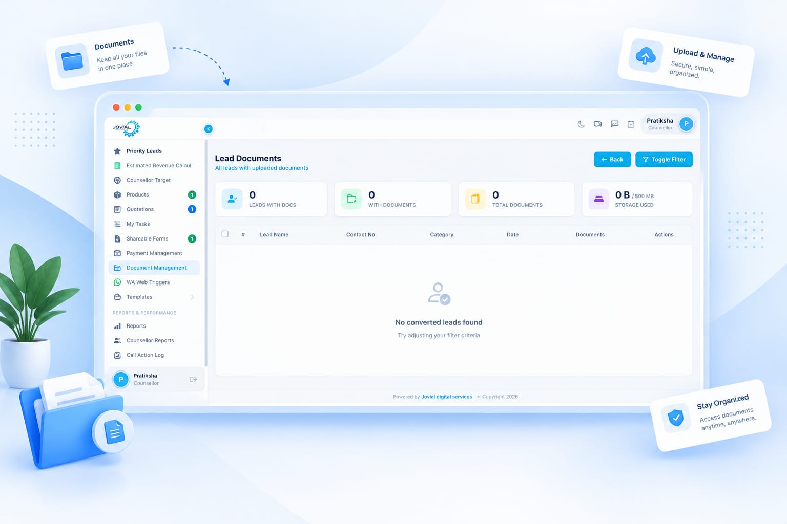 Sales Mitra CRM screen: Lead documents